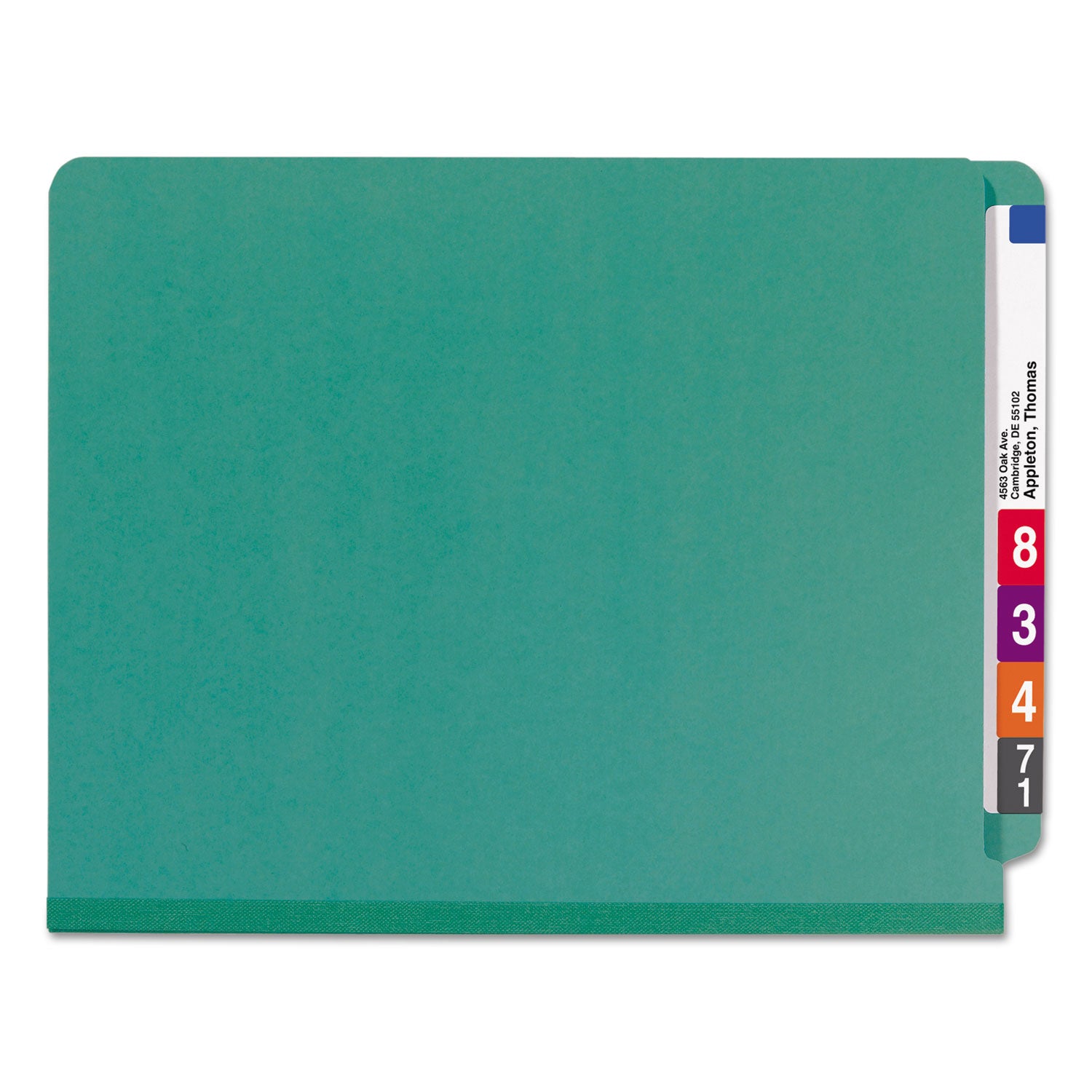 Smead Straight Tab Cut Letter Recycled Classification Folder - 8 1/2" x 11" - 2" Expansion - 2 x 2S Fastener(s) - 2" for Folder - End Tab Location - 2 Divider(s) - 25 pt. - Pressboard - Green - 100% Recycled - 10 / Box