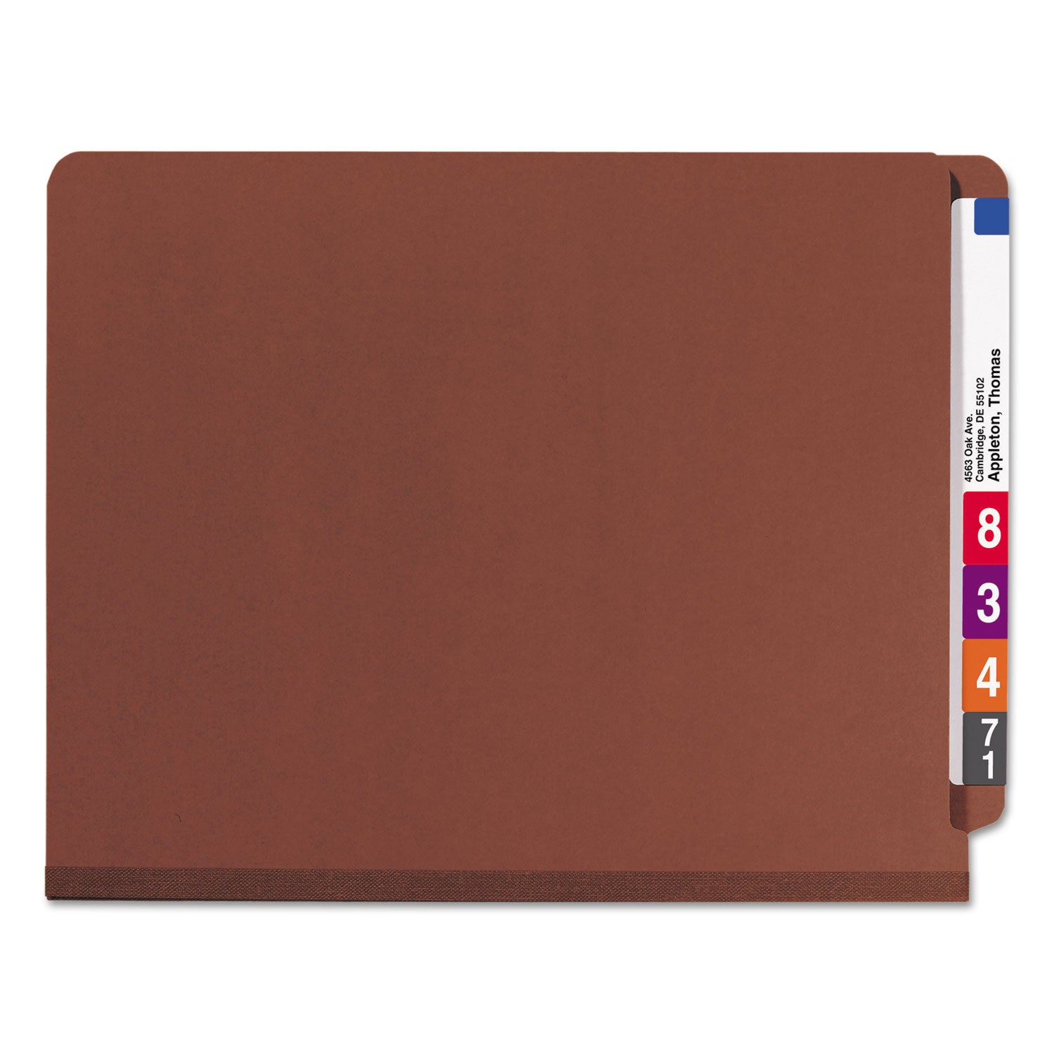 Smead Straight Tab Cut Letter Recycled Classification Folder - 8 1/2" x 11" - 2" Expansion - 2 x 2S Fastener(s) - 2" for Folder - End Tab Location - 2 Divider(s) - 25 pt. - Pressboard - Red - Heavy Duty, Tear Resistant - 100% Recycled - 10 / Box
