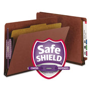 Smead End Tab Pressboard Classification Folders, Letter Size, 2" Expansion, 1 Divider, 2 Fasteners, Red, 100% Recycled, 10/Box