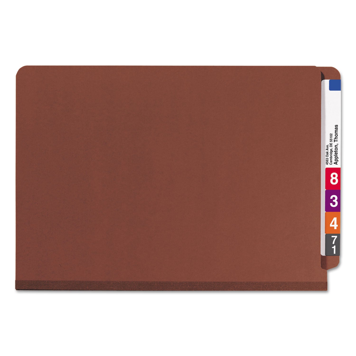 Smead Straight Tab Cut Legal Recycled Classification Folder - 8 1/2" x 14" - 2" Expansion - 2 x 2S Fastener(s) - 2" for Folder - End Tab Location - 2 Divider(s) - 25 pt. - Pressboard - Red - Heavy Duty, Tear Resistant - 100% Recycled - 10 / Box