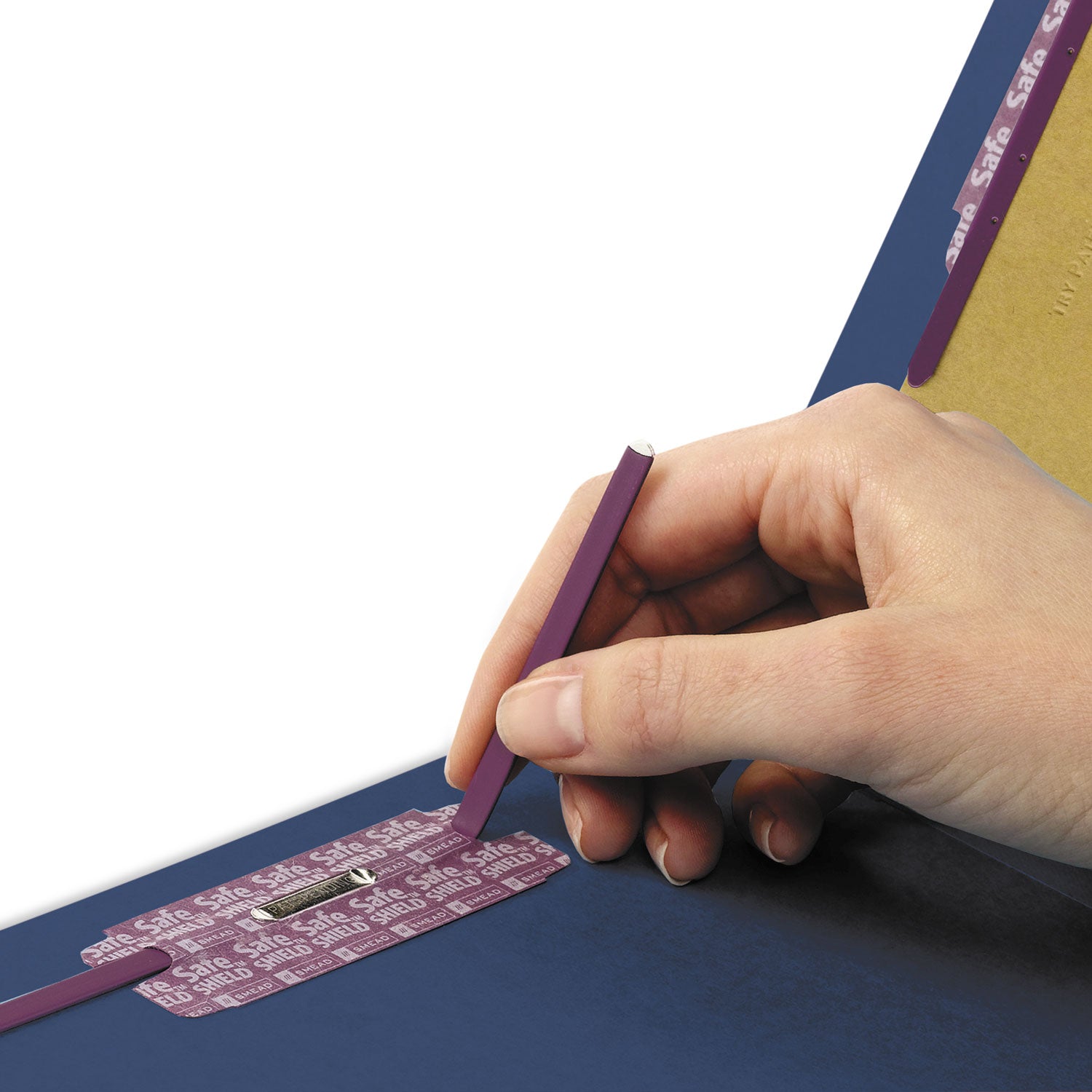 Smead Straight Tab Cut Legal Recycled Classification Folder - 8 1/2" x 14" - 2" Expansion - 2 x 2S Fastener(s) - 2" for Folder - End Tab Location - 2 Divider(s) - 25 pt. - Pressboard - Dark Blue - 100% Recycled - 10 / Box