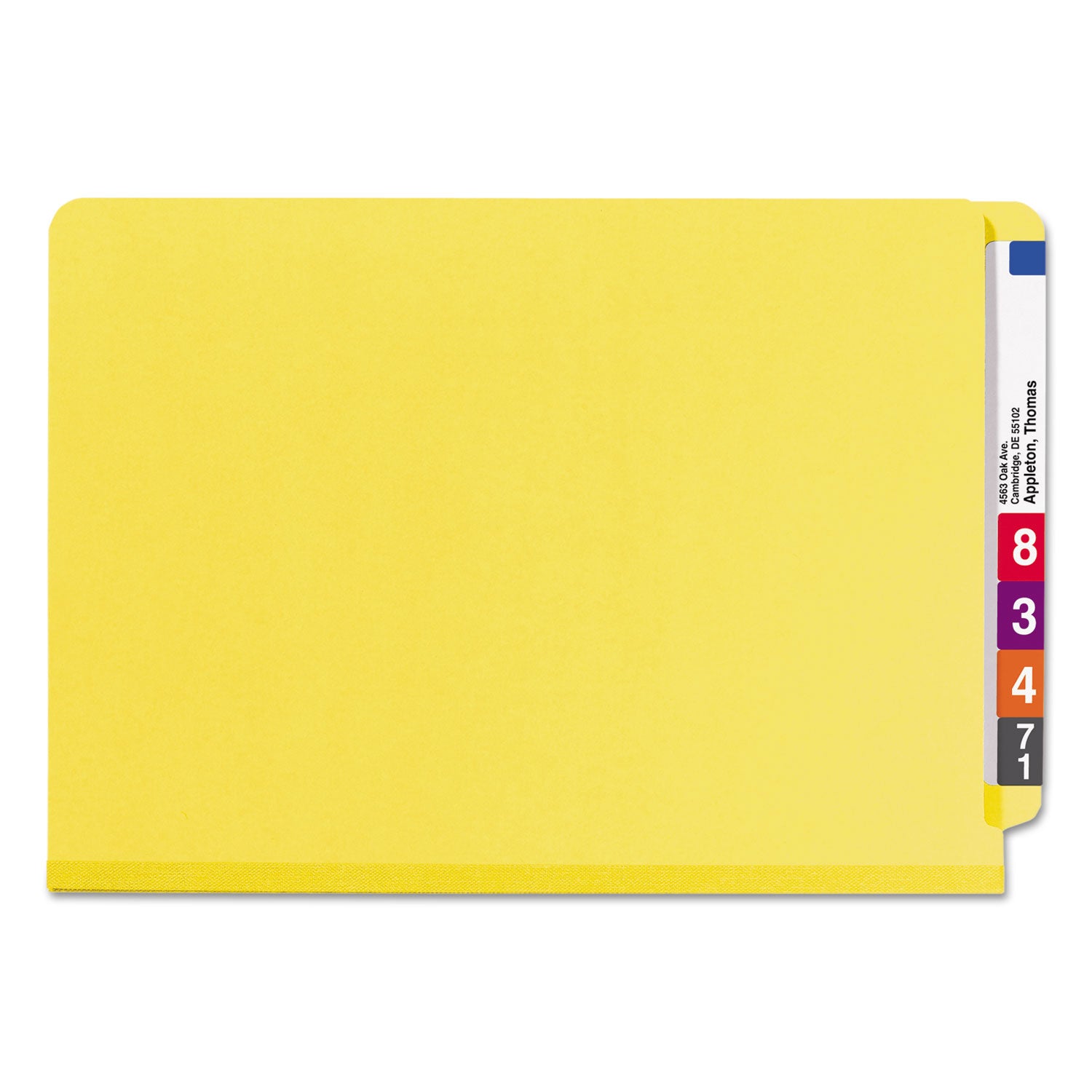 End Tab Pressboard Classification Folders, Six SafeSHIELD Fasteners, 2" Expansion, 2 Dividers, Legal Size, Yellow, 10/Box