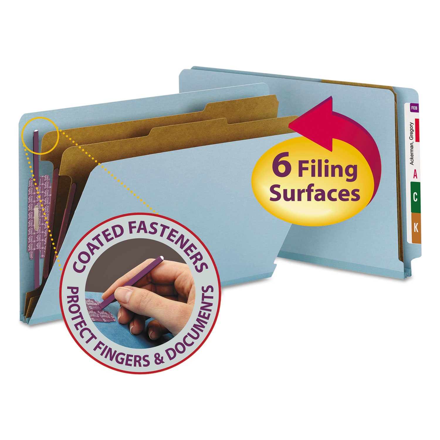 Smead Legal Recycled Classification Folder - 8 1/2" x 14" - 2" Expansion - 2 x 2S Fastener(s) - 2" for Folder - End Tab Location - 2 Divider(s) - 25 pt. - Pressboard - Blue - 100% Recycled - 10 / Box