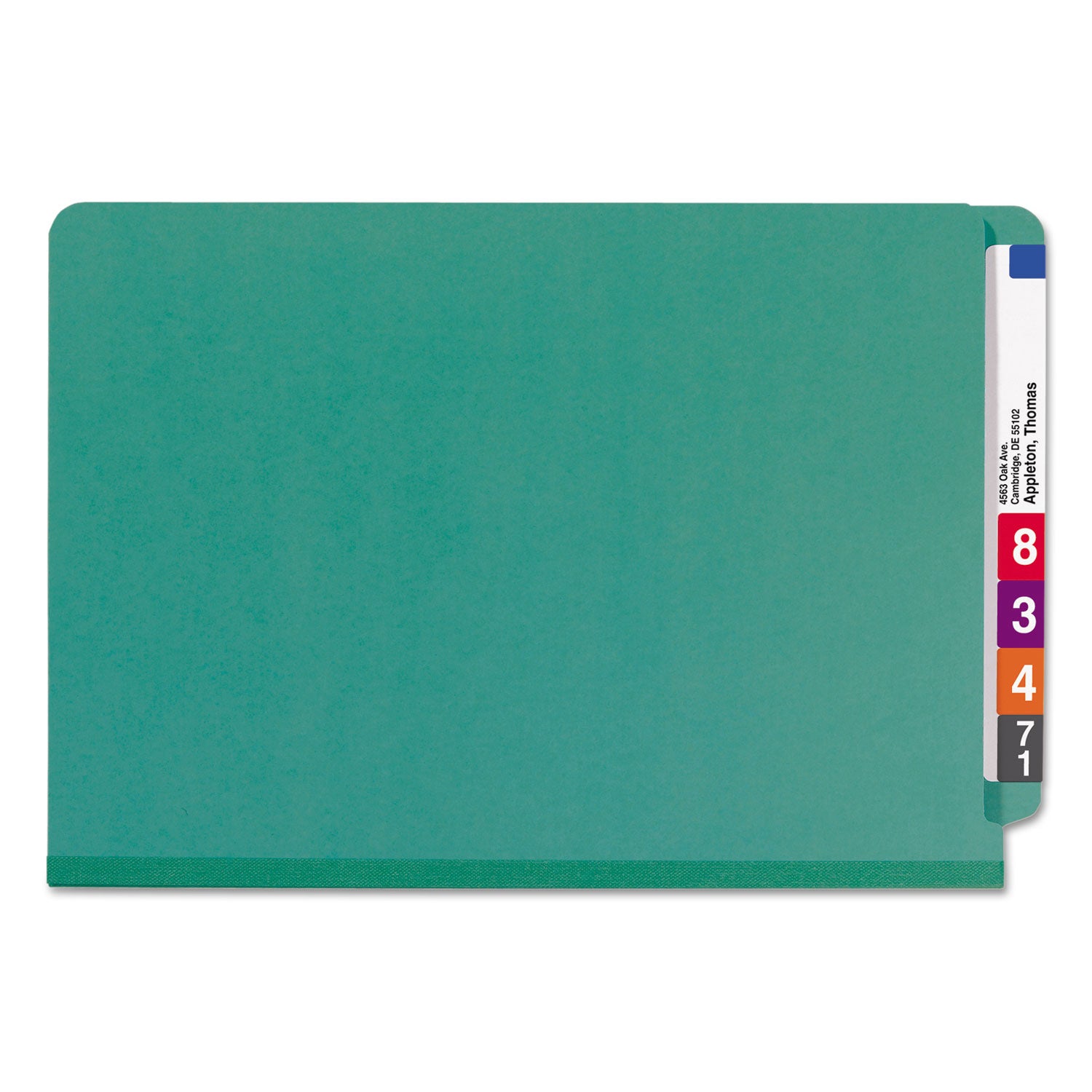 Smead Straight Tab Cut Legal Recycled Classification Folder - 8 1/2" x 14" - 2" Expansion - 2 x 2S Fastener(s) - 2" for Folder - End Tab Location - 2 Divider(s) - 25 pt. - Pressboard - Green - 100% Recycled - 10 / Box