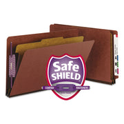 Smead 1/3 Tab Cut Legal Recycled Classification Folder - 8 1/2" x 14" - 2" Expansion - 2 x 2S Fastener(s) - 2" for Folder, 1" for Divider - End Tab Location - 1 Divider(s) - 25 pt. - Pressboard - Red - Rounded Corner - 100% Recycled - 10 / Box