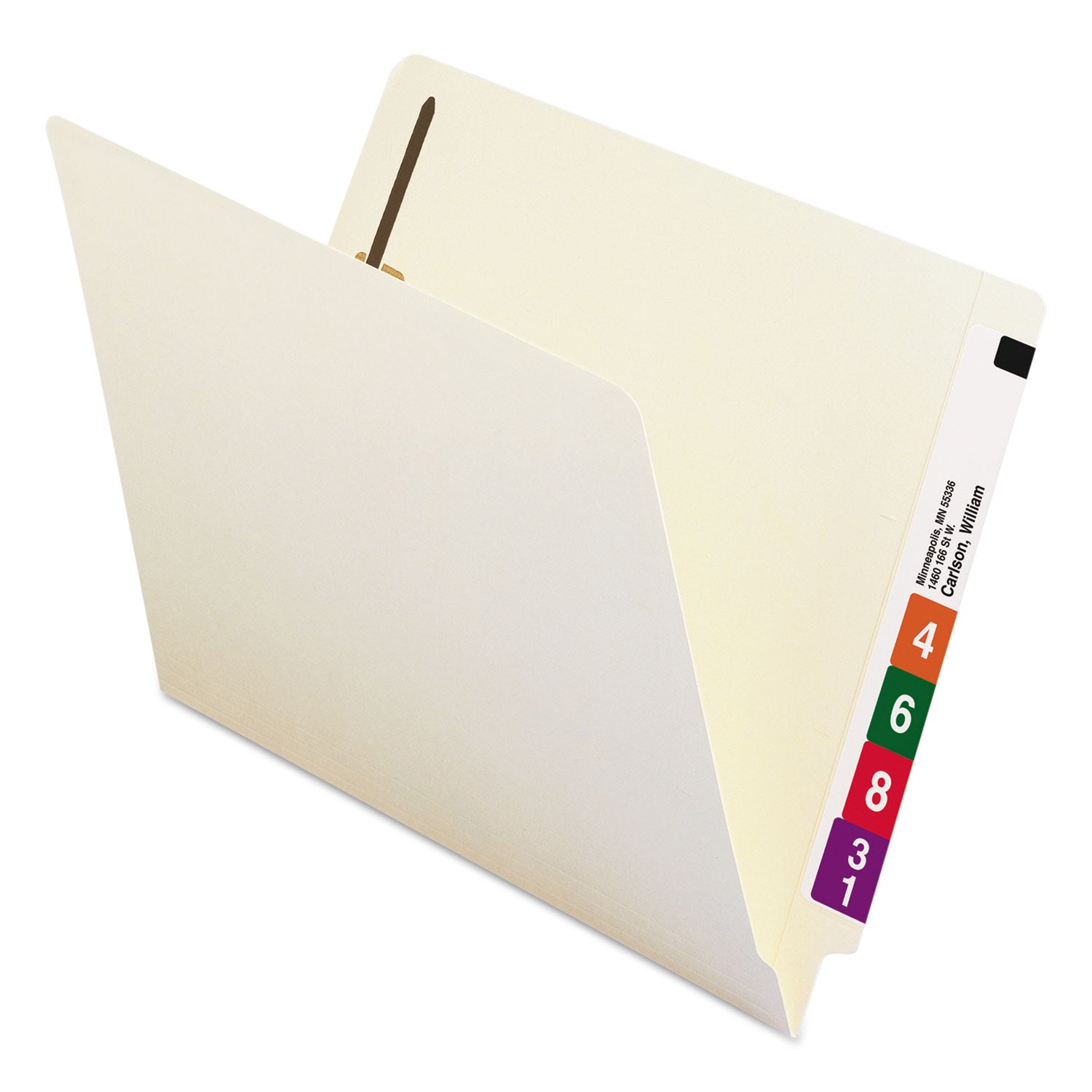 Smead Straight Tab Cut Letter Recycled Fastener Folder - 8 1/2" x 11" - 3/4" Expansion - 1 x 2B Fastener(s) - 2" for Folder - 1 Inside Front Pocket(s) - 11 pt. - 2 Plys - Manila - 10% Recycled - 50 / Box