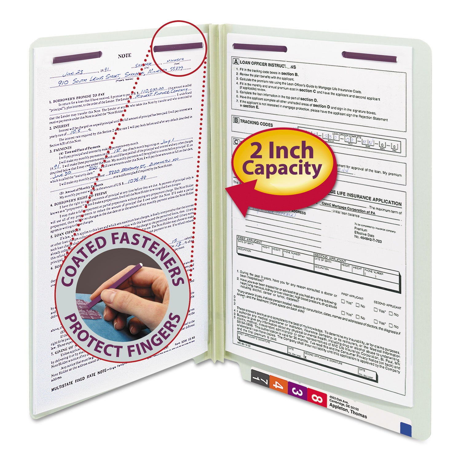 Smead Legal Recycled Fastener Folder - 8 1/2" x 14" - 2" Expansion - 2 x 2S Fastener(s) - 2" for Folder - End Tab Location - 25 pt. - Pressboard - Gray, Green - Heavy Duty, Rounded Corner - 100% Recycled - 25 / Box