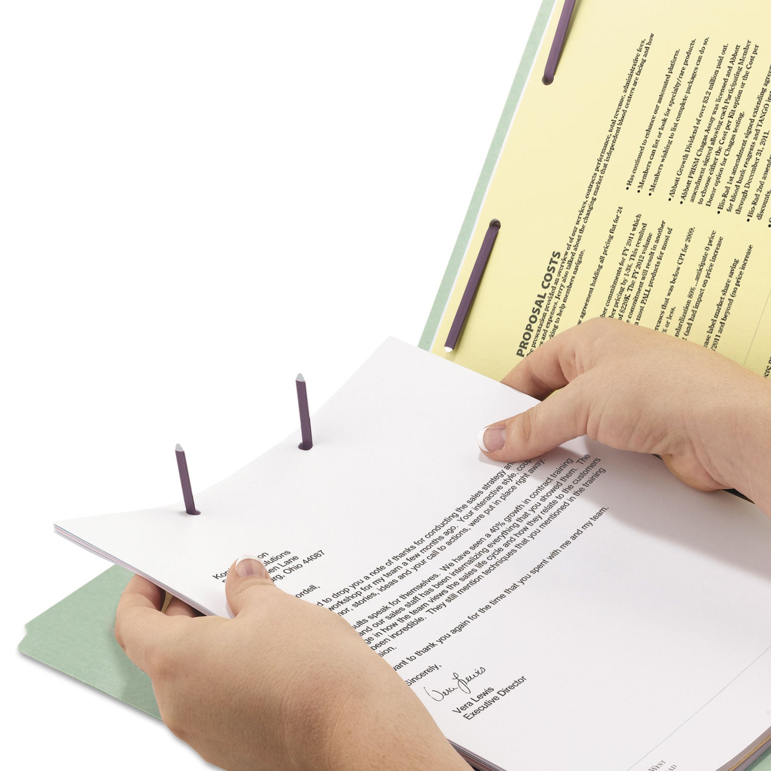 Smead Letter Recycled Fastener Folder - 8 1/2" x 11" - 2" Expansion - 2 x 2S Fastener(s) - 2" for Folder - End Tab Location - 25 pt. - Pressboard - Gray/Green - Heavy Duty, Rounded Corner - 100% Recycled - 25 / Box
