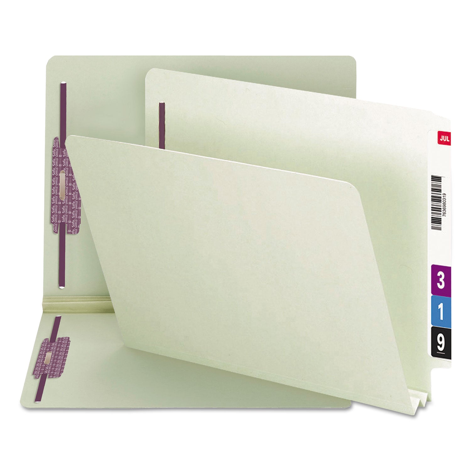 Smead Letter Recycled Fastener Folder - 8 1/2" x 11" - 2" Expansion - 2 x 2S Fastener(s) - 2" for Folder - End Tab Location - 25 pt. - Pressboard - Gray/Green - Heavy Duty, Rounded Corner - 100% Recycled - 25 / Box