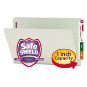 Smead Legal Recycled Fastener Folder - 8 1/2" x 14" - 1" Expansion - 2 x 2S Fastener(s) - 2" for Folder - End Tab Location - 25 pt. - Pressboard - Gray, Green - Heavy Duty, Rounded Corner - 100% Recycled - 25 / Box