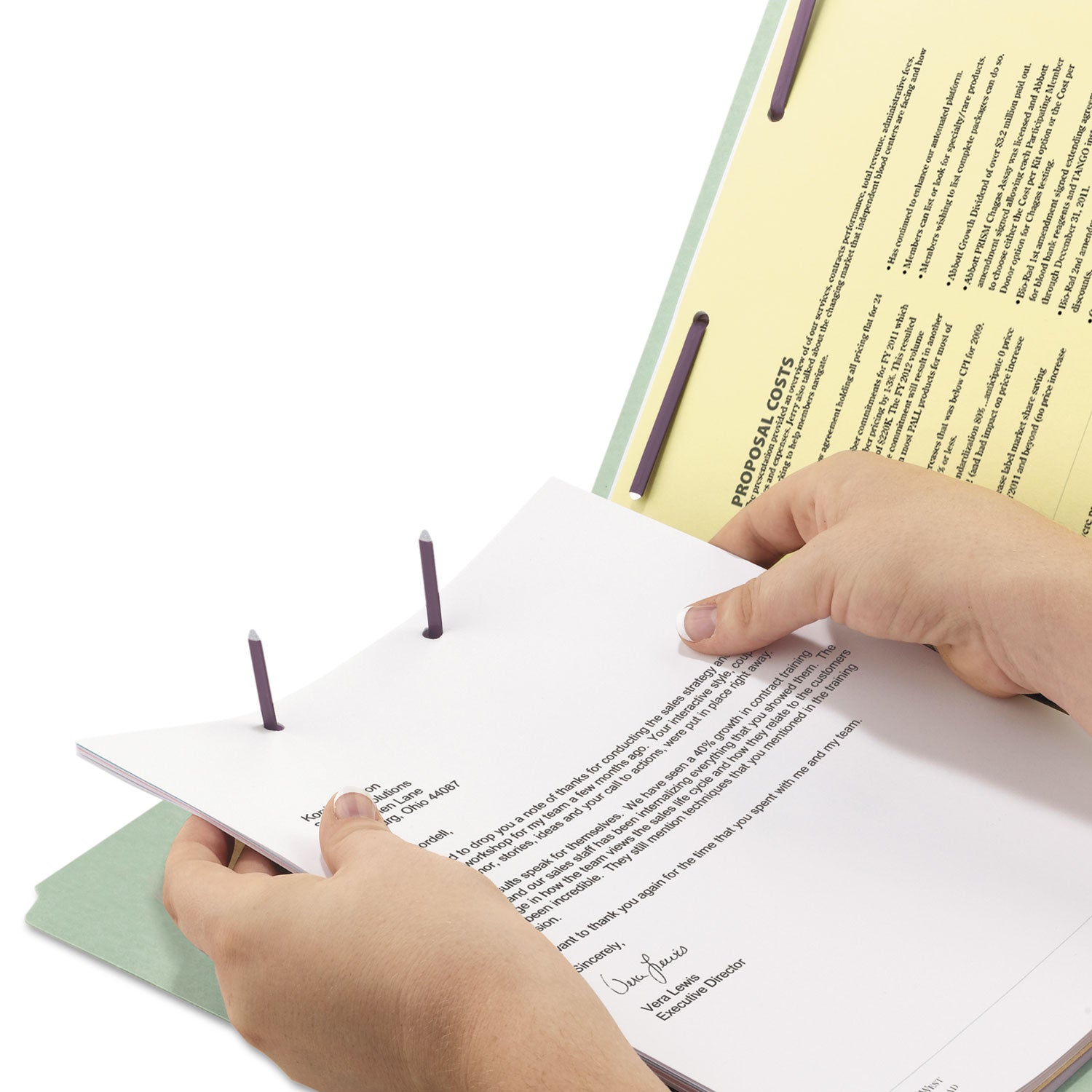 Smead Letter Recycled Fastener Folder - 8 1/2" x 11" - 1" Expansion - 2 x 2S Fastener(s) - 2" for Folder - End Tab Location - 25 pt. - Pressboard - Gray, Green - Heavy Duty, Rounded Corner - 100% Recycled - 25 / Box