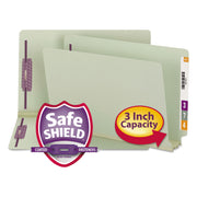 Smead Legal Recycled Fastener Folder - 8 1/2" x 14" - 3" Expansion - 2 x 2S Fastener(s) - 2" for Folder - End Tab Location - 25 pt. - Pressboard - Gray, Green - Heavy Duty, Rounded Corner - 100% Recycled - 25 / Box