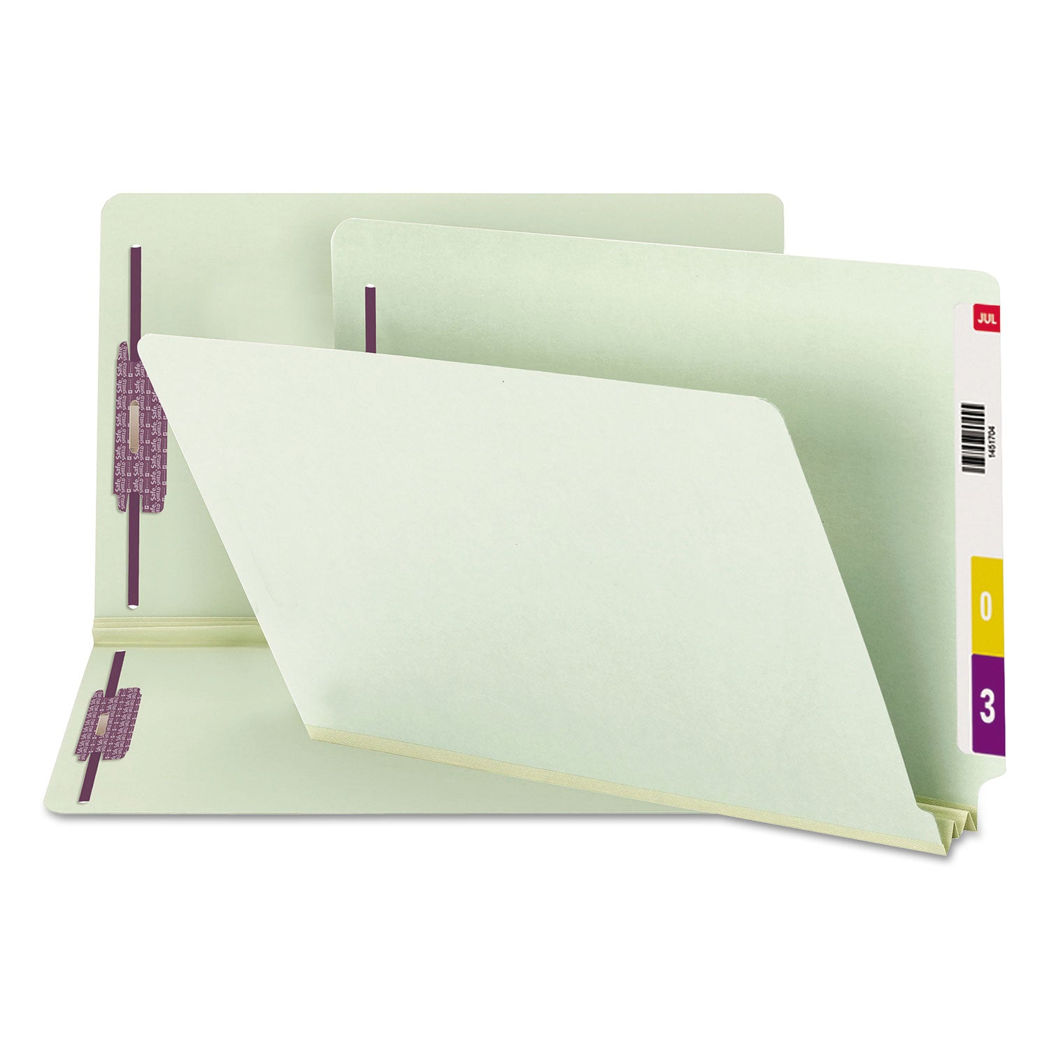 Smead Legal Recycled Fastener Folder - 8 1/2" x 14" - 2" Expansion - 2 x 2S Fastener(s) - 2" for Folder - End Tab Location - 25 pt. - Pressboard - Gray, Green - Heavy Duty, Rounded Corner - 100% Recycled - 25 / Box