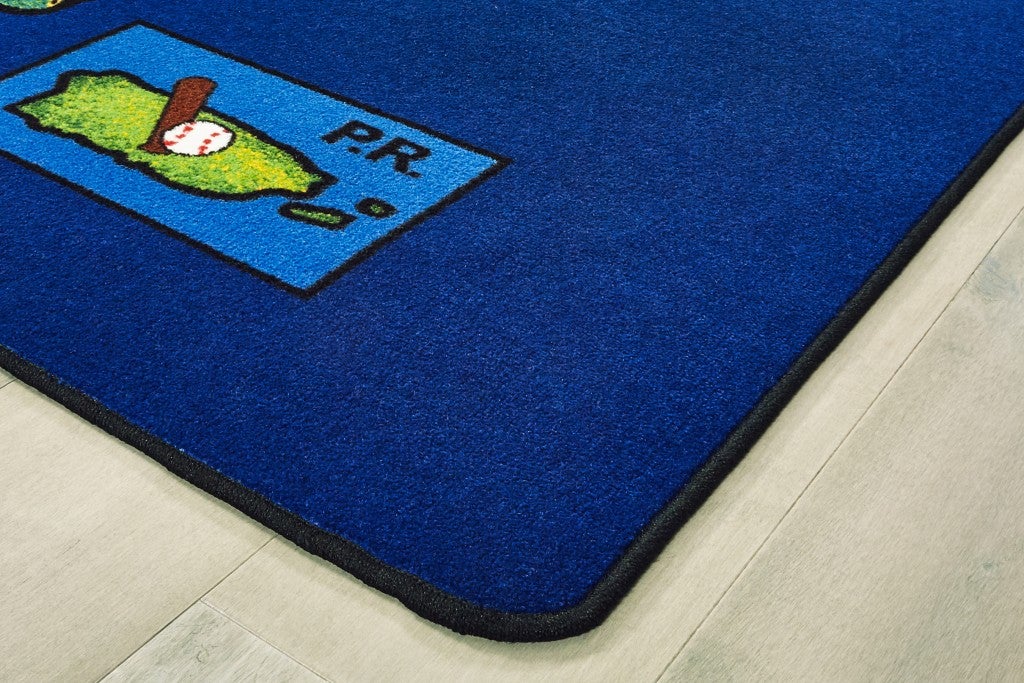 USA Learn & Play Rug - 8ft x 12ft - Rectangle - Blue