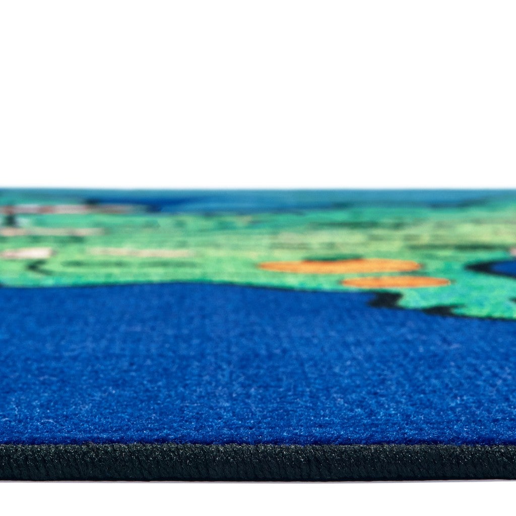 USA Learn & Play Rug 6ft X 9ft - Rectangle - Blue