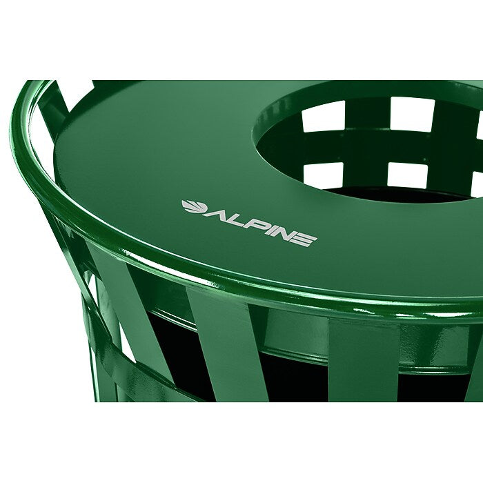 Alpine Industries Outdoor Metal Waste Receptacle - 38 Gallon Green