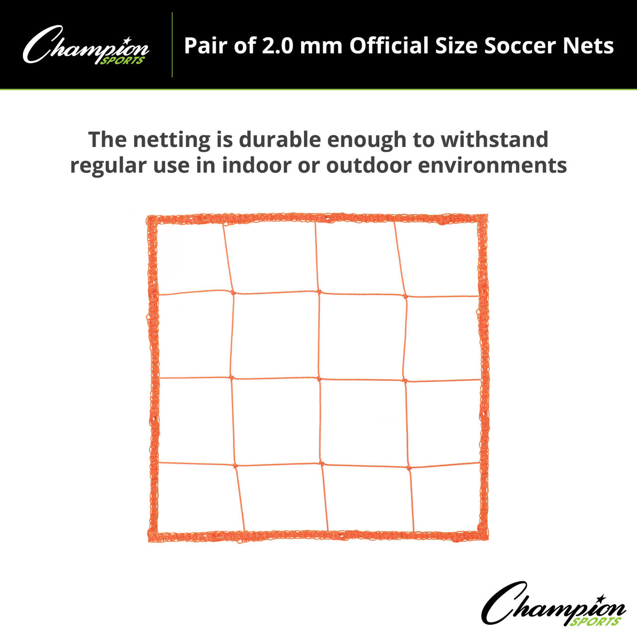 2.0 MM OFFICIAL SIZE SOCCER NET, ORANGE