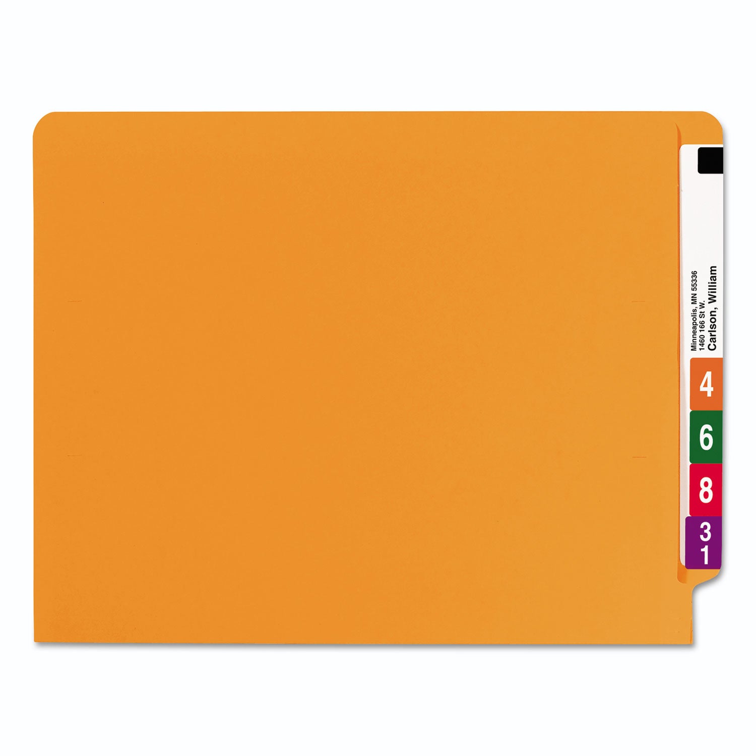 Smead Shelf-Master Straight Tab Cut Letter Recycled End Tab File Folder - 8 1/2" x 11" - 3/4" Expansion - 11 pt. - 2 Plys - Orange - Heavy Duty, Reinforced Tab - 10% Recycled - 100 / Box