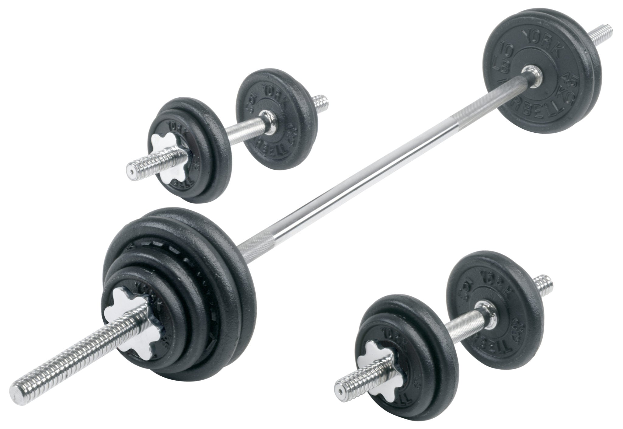 YORK 110 LB Black Contour Cast Iron Spinlock Set