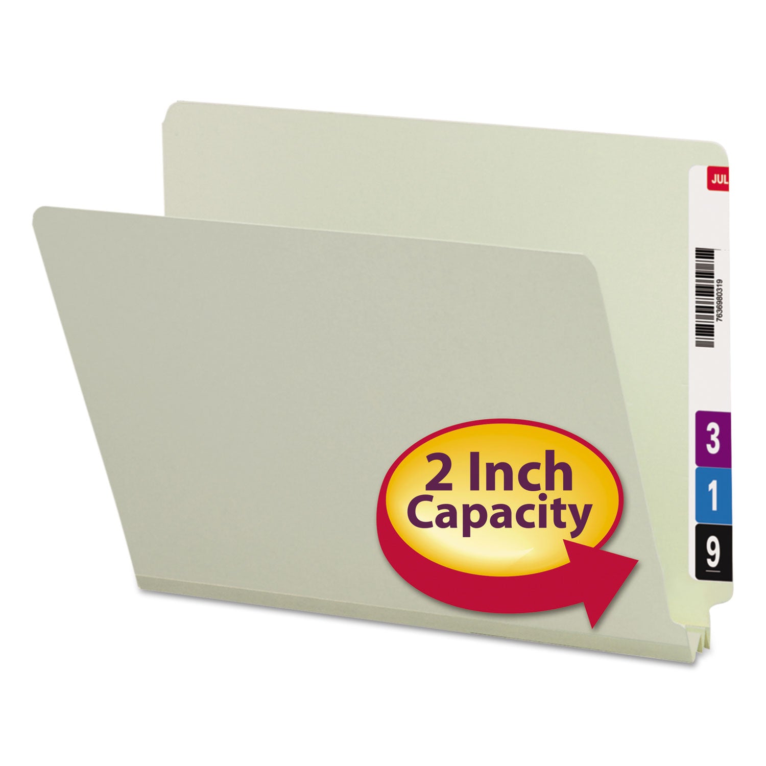 Smead Shelf-Master Straight Tab Cut Letter Recycled End Tab File Folder - 8 1/2" x 11" - 2" Expansion - 25 pt. - Pressboard - Gray/Green - Heavy Duty - 100% Recycled - 25 / Box
