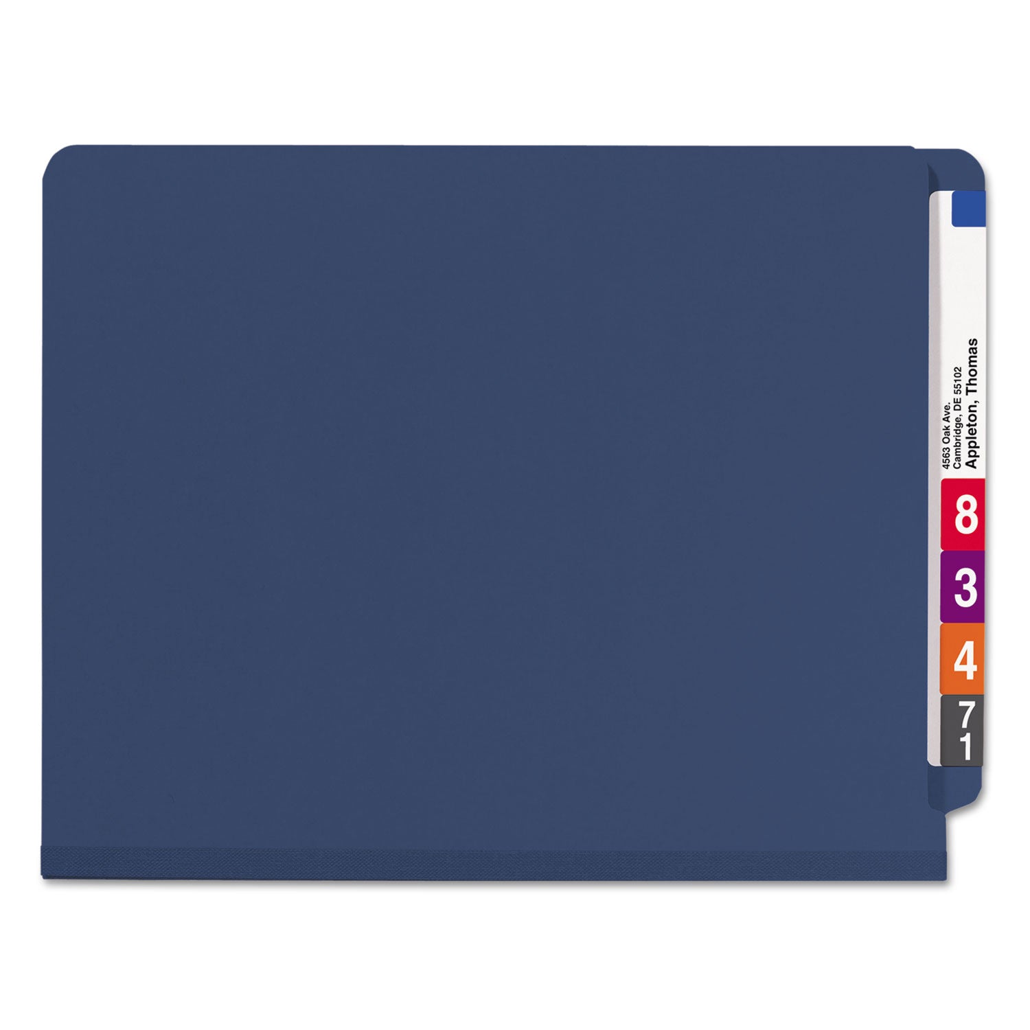 Smead Straight Tab Cut Letter Recycled Classification Folder - 8 1/2" x 11" - 2" Expansion - 2 x 2S Fastener(s) - 2" for Folder - End Tab Location - 2 Divider(s) - 25 pt. - Pressboard - Dark Blue - 100% Recycled - 10 / Box