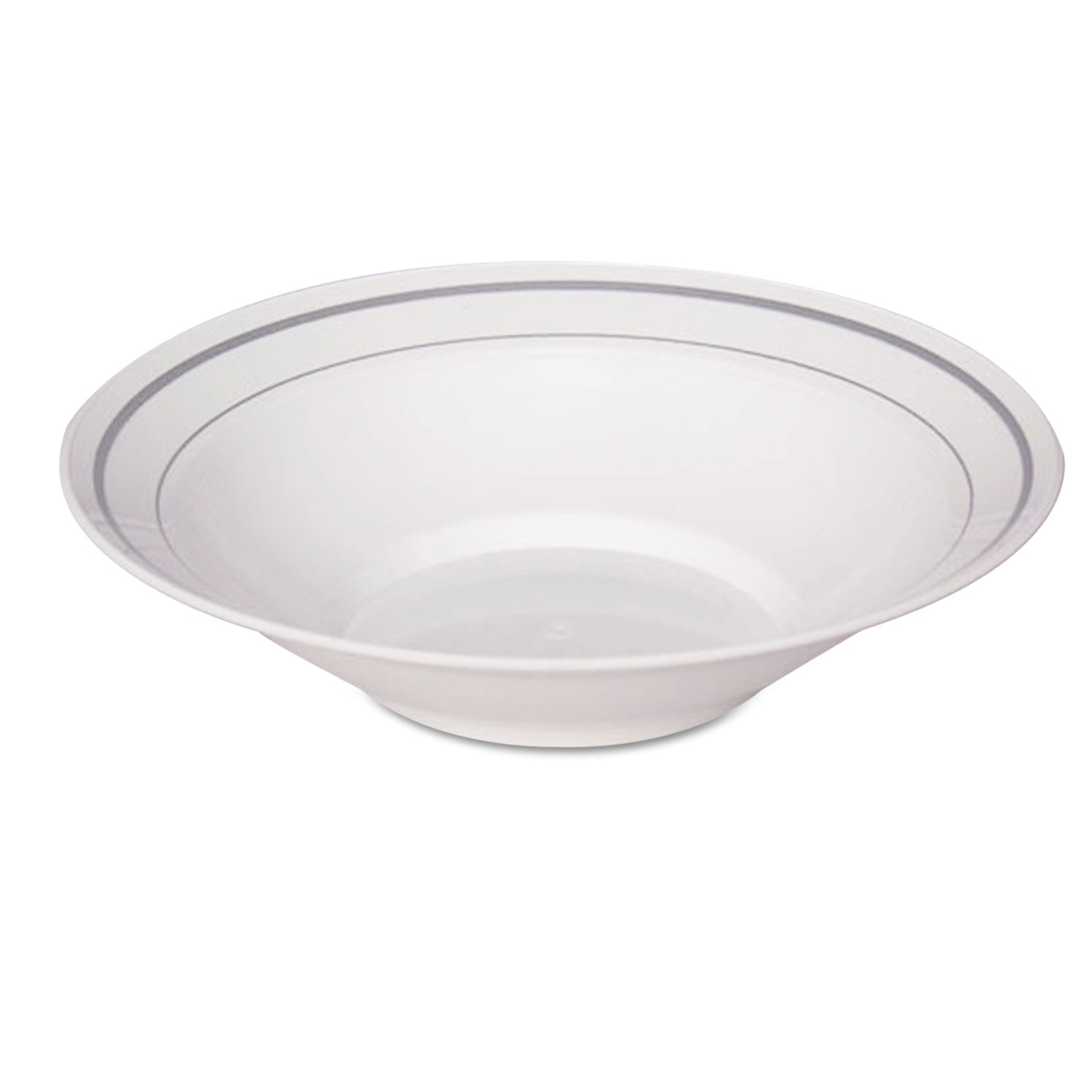 Masterpiece Plastic Dinnerware, Bowl, 10 Oz, White/silver, 10/pack, 15 Packs/carton