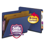 Smead Straight Tab Cut Letter Recycled Classification Folder - 8 1/2" x 11" - 2" Expansion - 2 x 2S Fastener(s) - 2" for Folder - End Tab Location - 2 Divider(s) - 25 pt. - Pressboard - Dark Blue - 100% Recycled - 10 / Box