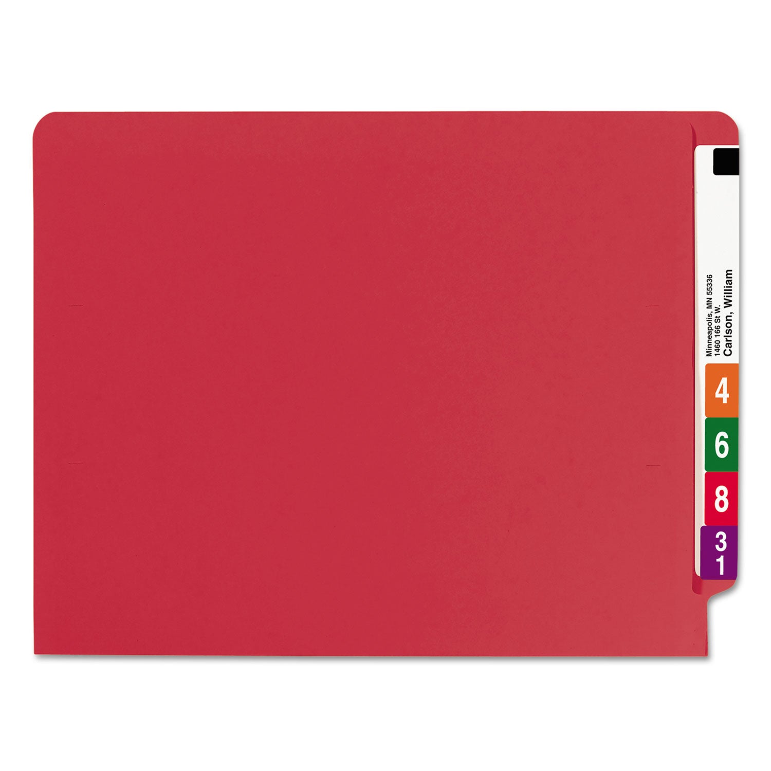 Smead Shelf-Master Straight Tab Cut Letter Recycled End Tab File Folder - 8 1/2" x 11" - 3/4" Expansion - 11 pt. - 2 Plys - Red - Heavy Duty, Reinforced Tab - 10% Recycled - 100 / Box