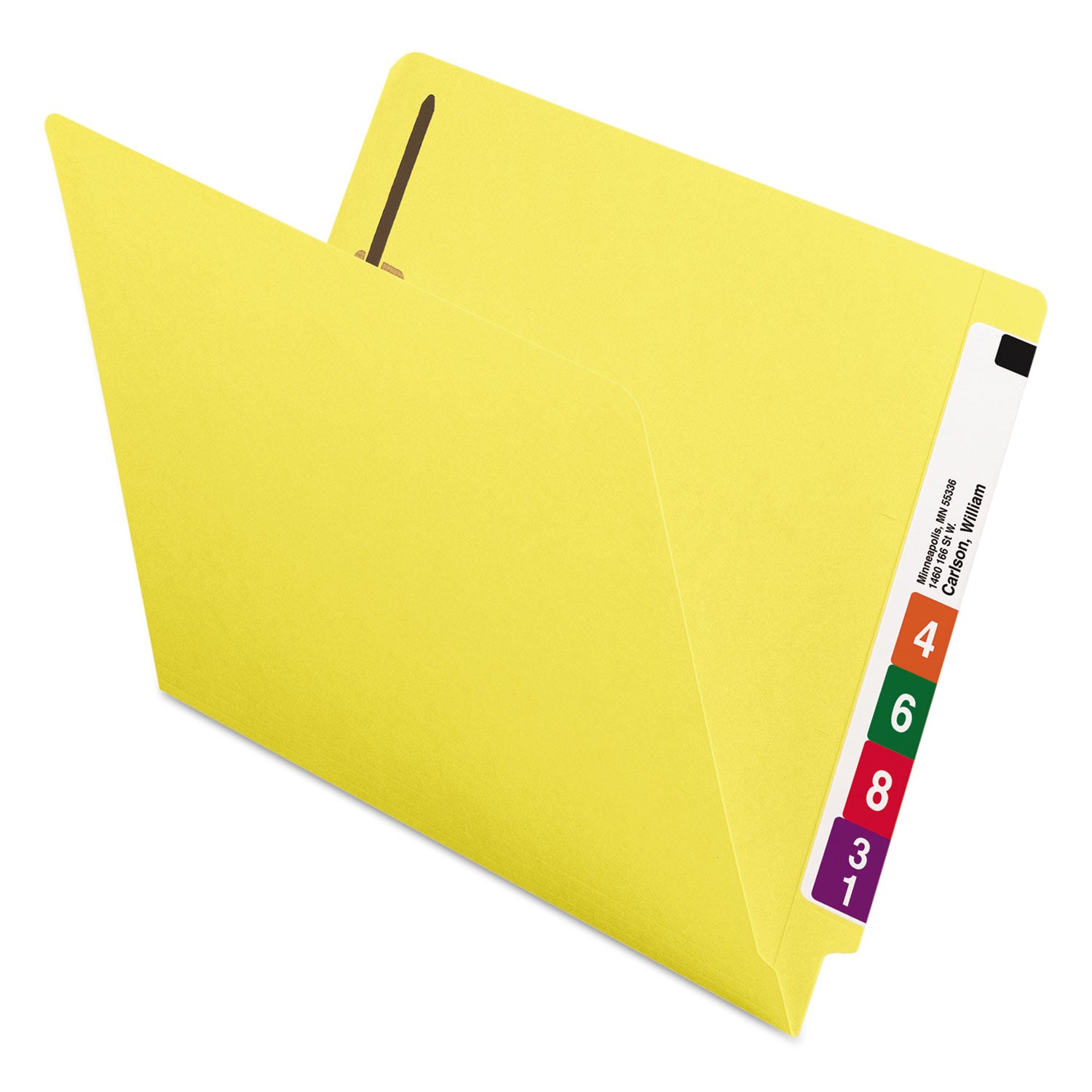 8 1/2" x 11" - 3/4" Expansion - 2 x 2B Fastener(s) - 2" for Folder - End Tab Location - 11 pt. - 2 Plys - Yellow - Heavyweight - 10% Recycled - 50 / Box