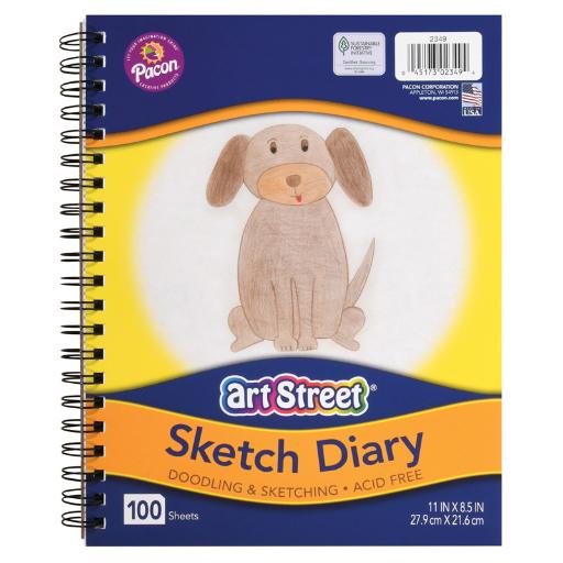Prang (Formerly Art Street) Sketch Book  8.5 in X 11 in  Beginner Weight  White  100 Sheets