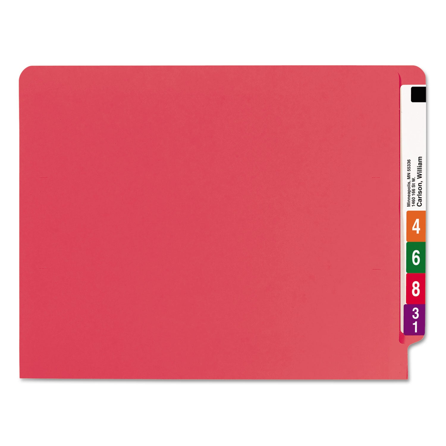 Smead Shelf-Master Straight Tab Cut Letter Recycled Fastener Folder - 8 1/2" x 11" - 3/4" Expansion - 2 x 2B Fastener(s) - 2" for Folder - End Tab Location - 11 pt. - 2 Plys - Red - Heavyweight - 10% Recycled - 50 / Box