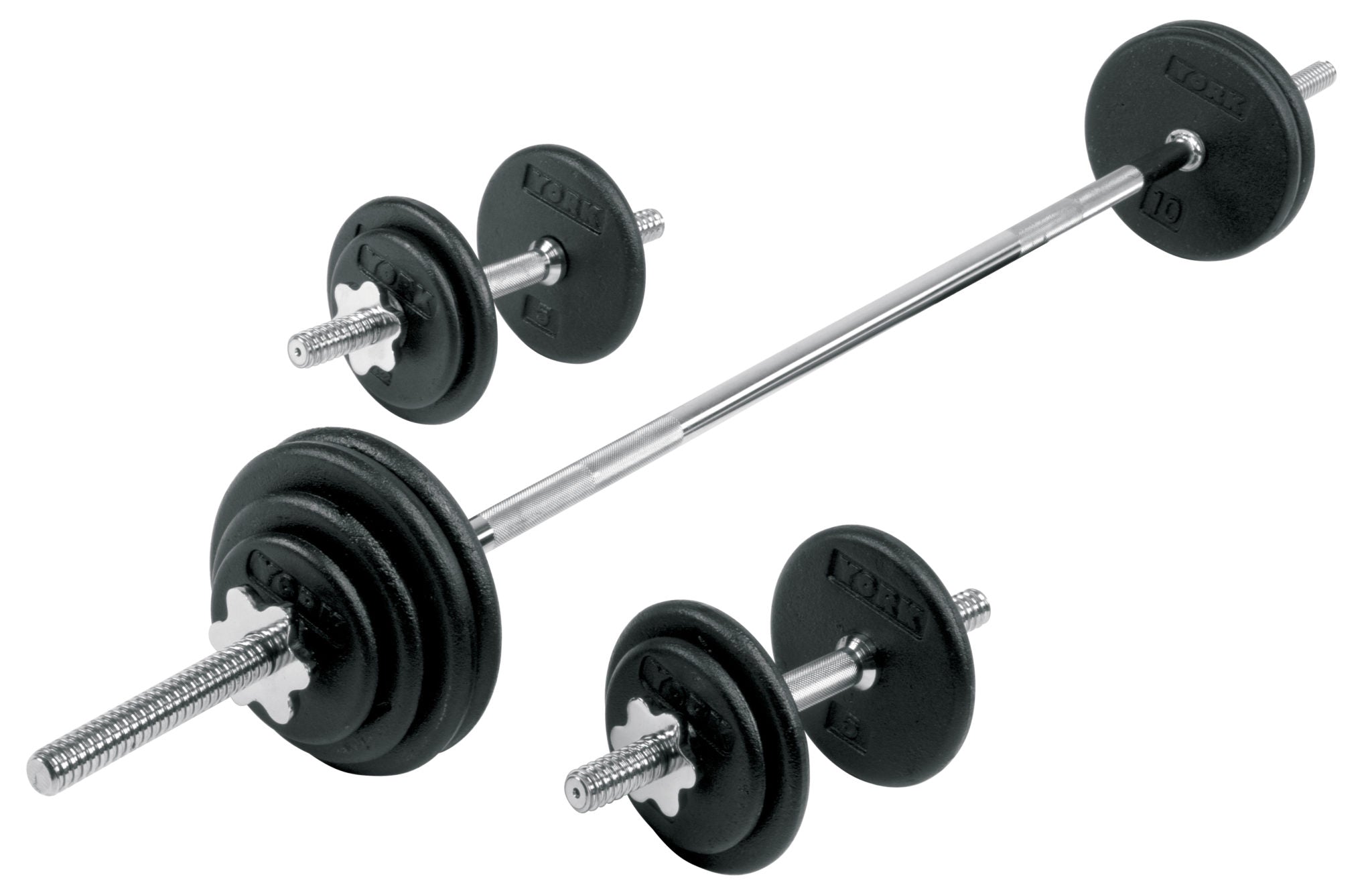 YORK 160 LB Black Pro Cast Iron Spinlock Set