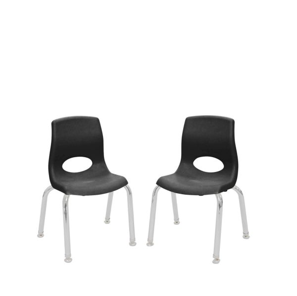 MyPosture Plus 14" Chair - Set of 2 - Black with Chrome Legs