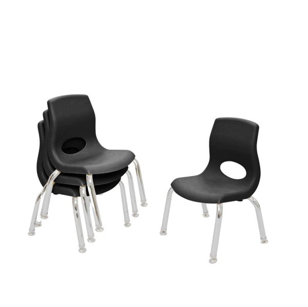 MyPosture Plus 8" Chair - Set of 4 - Black with Chrome Legs