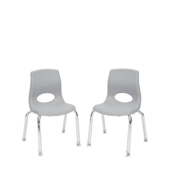 MyPosture Plus 12" Chair - Set of 2 - Gray with Chrome Legs