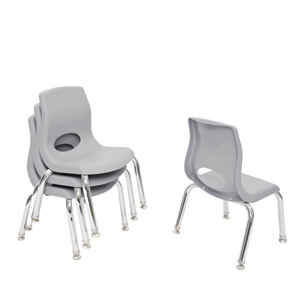 MyPosture Plus 12" Chair - Set of 4 - Gray with Chrome Legs