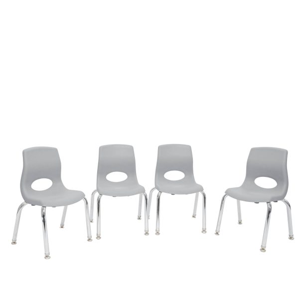 MyPosture Plus 10" Chair - Set of 4 - Gray with Chrome Legs