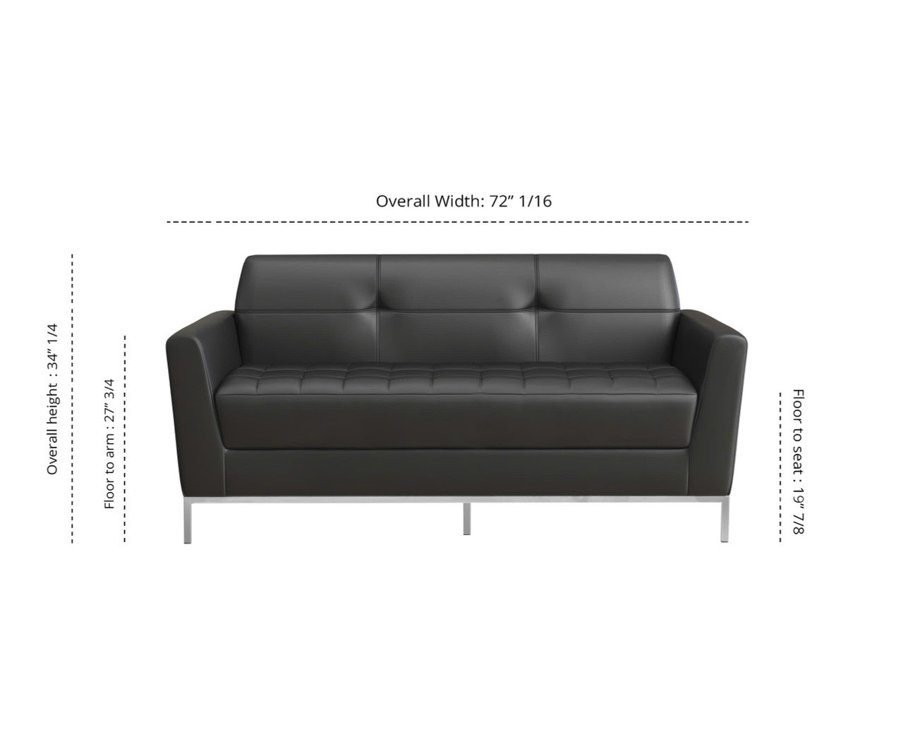 OfficeSource  Parker Sofa - Pewter