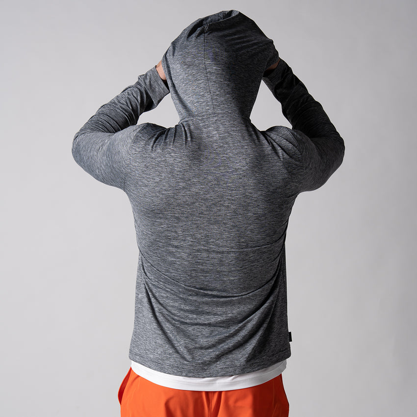 Men's Quarter Zip Hoodie (Black Heather) - XL