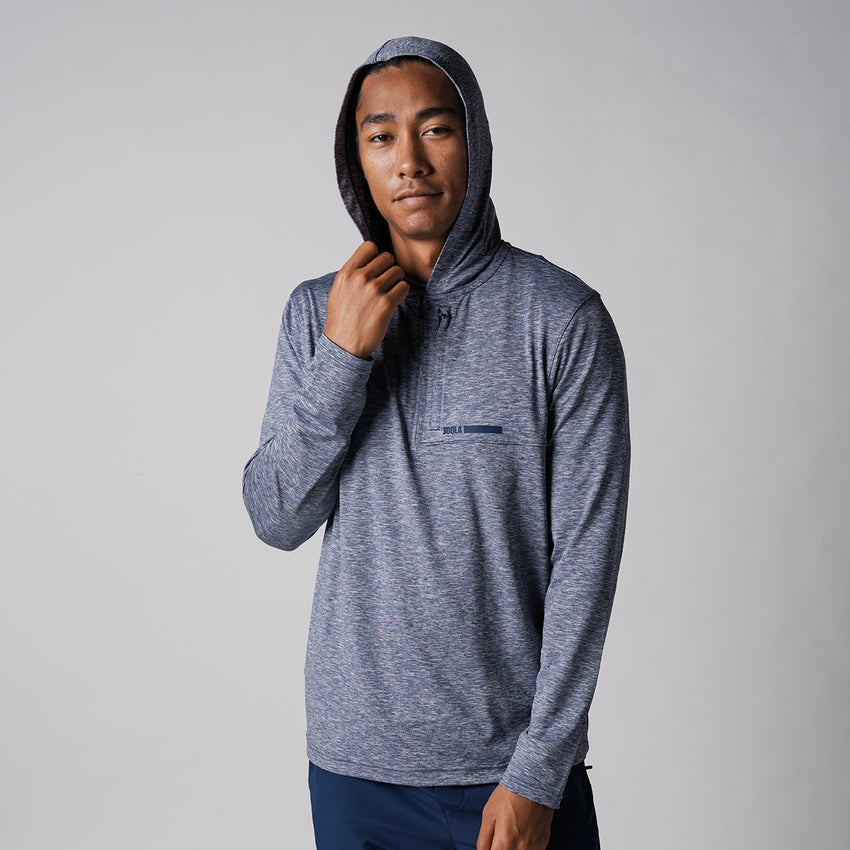Men's Quarter Zip Hoodie (Navy Heather) - S