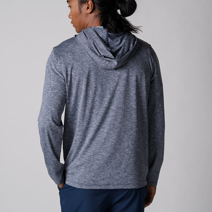 Men's Quarter Zip Hoodie (Navy Heather) - M