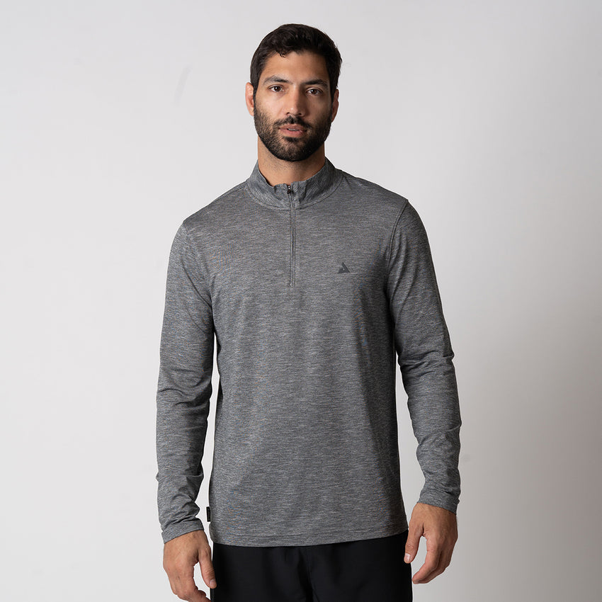 Men's Quarter Zip Pullover (Charcoal Gray Heather) - M