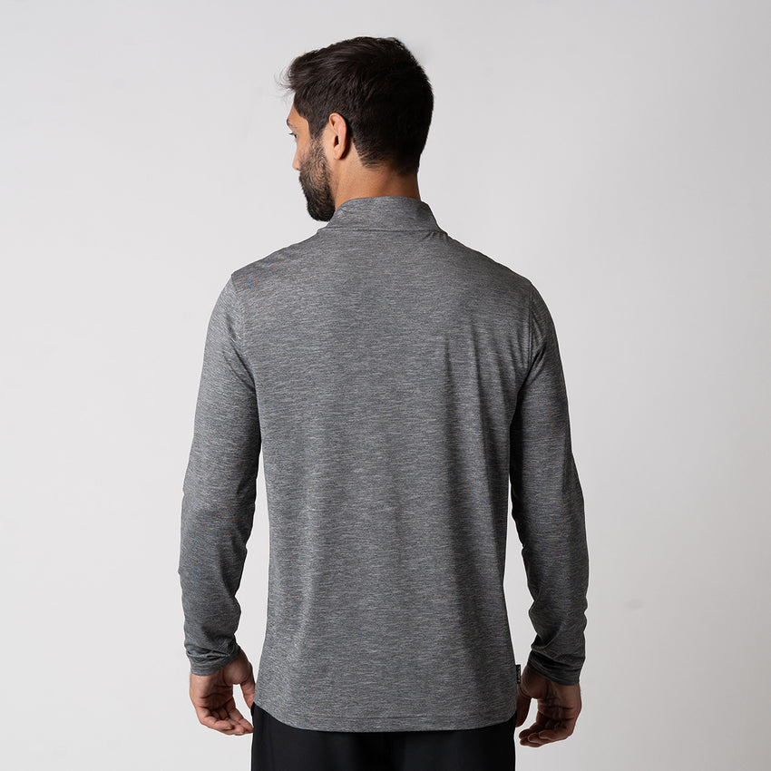 Men's Quarter Zip Hoodie (Black Heather) - L