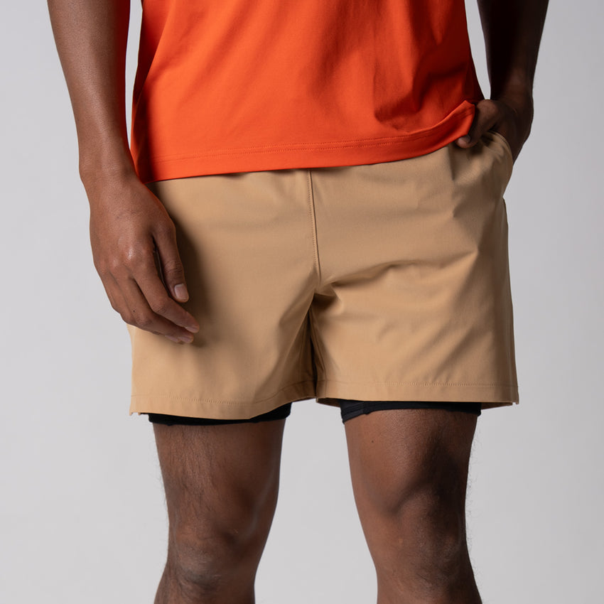 Men's Woven 2-in-1 Shorts (Latte) - M