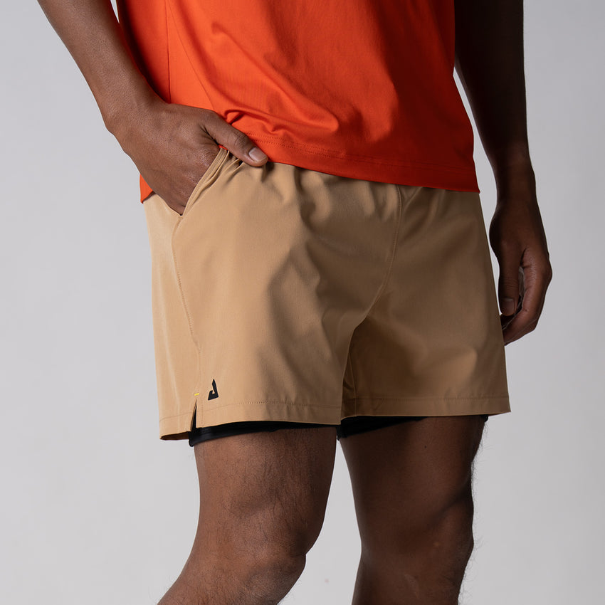 Men's Woven 2-in-1 Shorts (Latte) - XXL