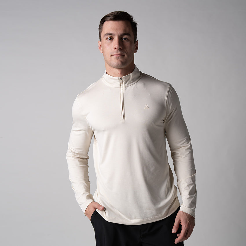 Men's Quarter Zip Pullover (Sandstone Heather) - S