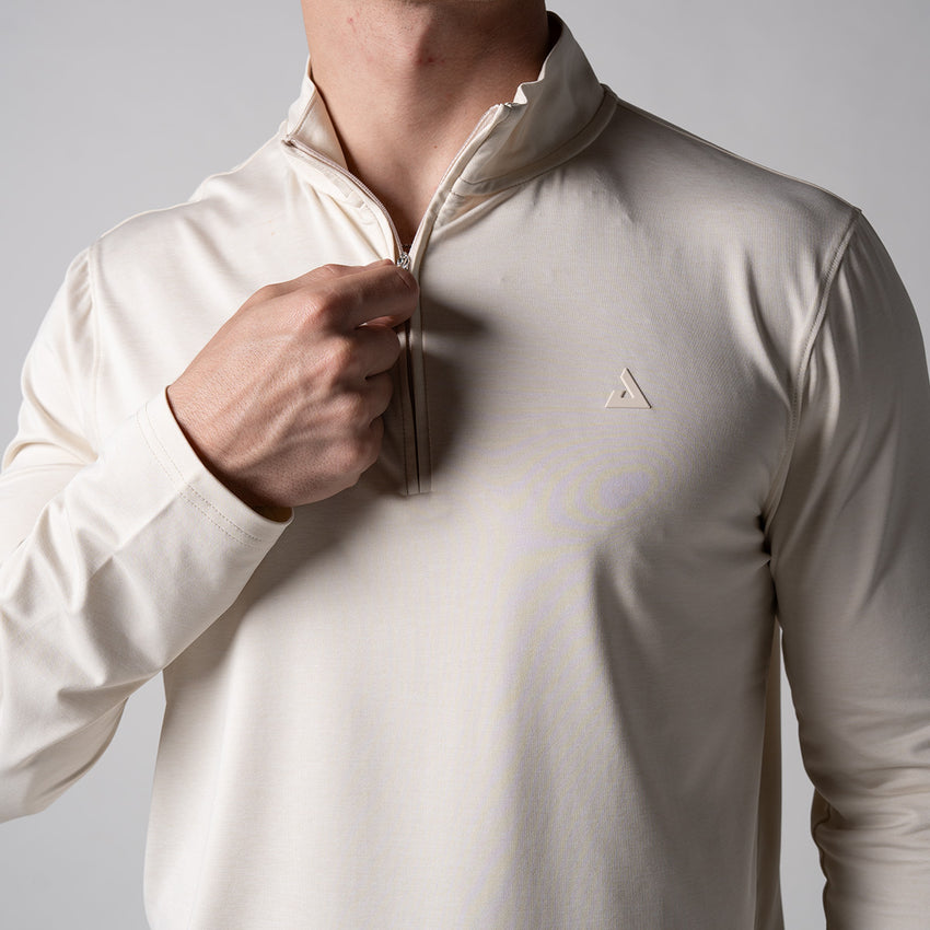 Men's Quarter Zip Pullover (Sandstone Heather) - M