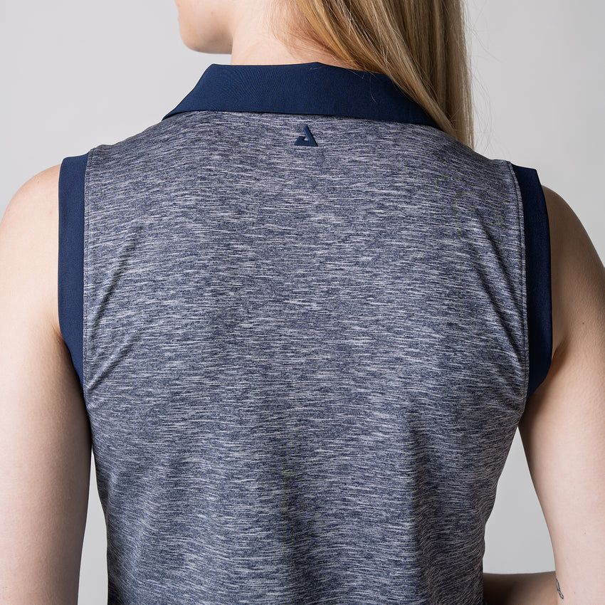 Women's Club Sleeveless Polo (Navy Heather) - S