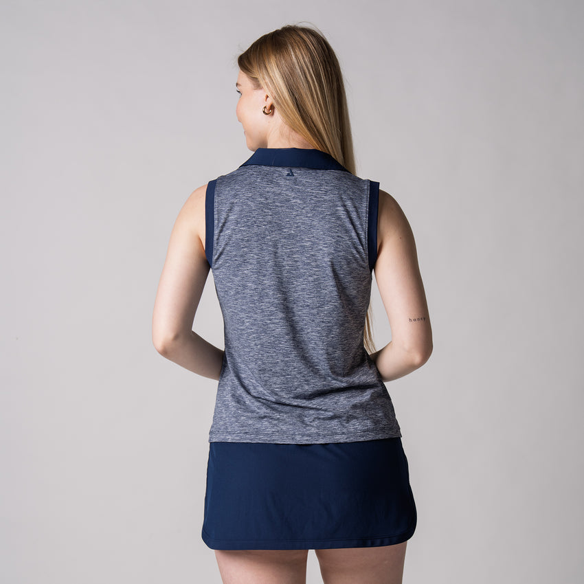 Women's Club Sleeveless Polo (Navy Heather) - S