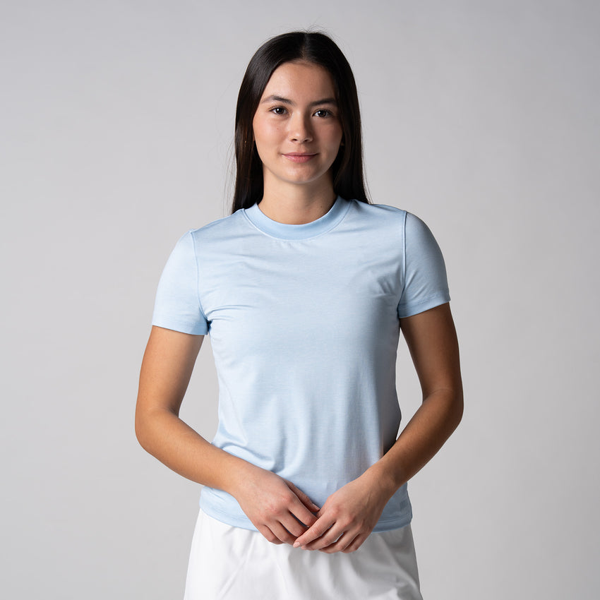 Women's Club Short Sleeve Crew Neck (Blue Breeze Heather) - XL